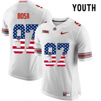 Youth Ohio State Buckeyes #97 Nick Bosa White USA Flag Youth College Football Limited Jersey