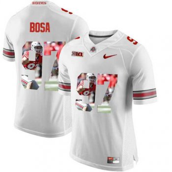 Ohio State Buckeyes #97 Nick Bosa White With Portrait Print College Football Jersey