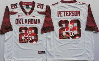 Oklahoma Sooners #28 Adrian Peterson White Player Fashion Stitched NCAA Jersey