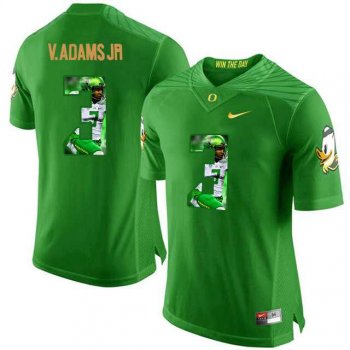 Oregon Ducks #3 Vernon Adams Jr. Apple Green With Portrait Print College Football Jersey