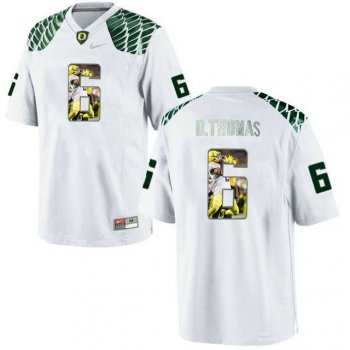 Oregon Ducks #6 De'Anthony Thomas White With Portrait Print College Football Jersey