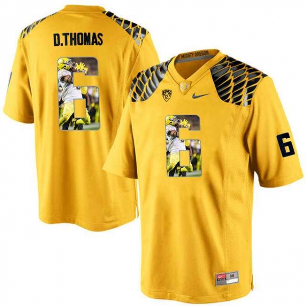 Oregon Ducks #6 De'Anthony Thomas Yellow With Portrait Print College Football Jersey