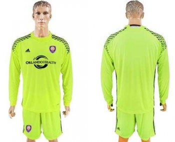 Orlando City SC Blank Shiny Green Long Sleeves Goalkeeper Soccer Club Jersey