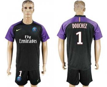 Paris Saint-Germain #1 Douchez Black Goalkeeper Soccer Club Jersey