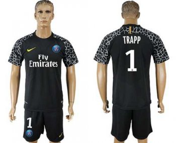 Paris Saint-Germain #1 Trapp Black Goalkeeper Soccer Club Jersey