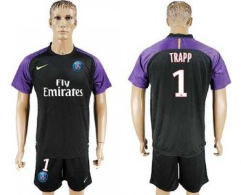 Paris Saint-Germain #1 Trapp Black Goalkeeper Soccer Club Jersey