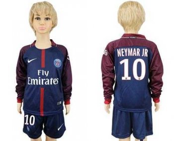 Paris Saint-Germain #10 Neymar Jr Home Long Sleeves Kid Soccer Club Jersey