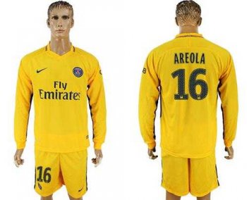 Paris Saint-Germain #16 Areola Away Long Sleeves Soccer Club Jersey