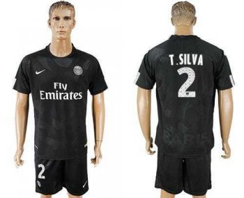 Paris Saint-Germain #2 T.Silva Sec Away Soccer Club Jersey