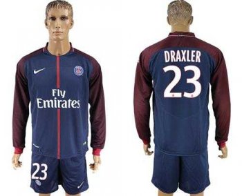 Paris Saint-Germain #23 Draxler Home Long Sleeves Soccer Club Jersey