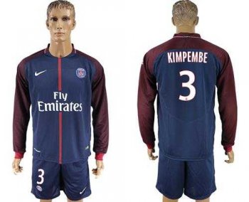 Paris Saint-Germain #3 Kimpembe Home Long Sleeves Soccer Club Jersey