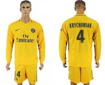 Paris Saint-Germain #4 Krychowiak Away Long Sleeves Soccer Club Jersey