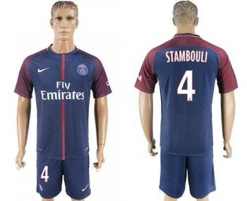 Paris Saint-Germain #4 Stambouli Home Soccer Club Jersey