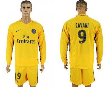 Paris Saint-Germain #9 Cavani Away Long Sleeves Soccer Club Jersey