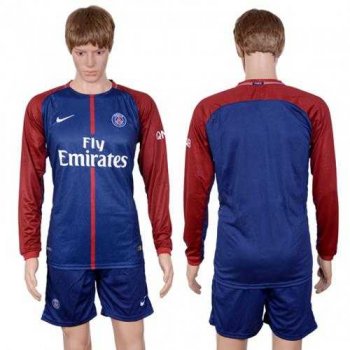 Paris Saint-Germain Blank Home Long Sleeves Soccer Club Jersey