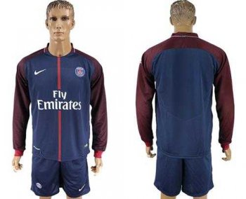 Paris Saint-Germain Blank Home Long Sleeves Soccer Club Jersey