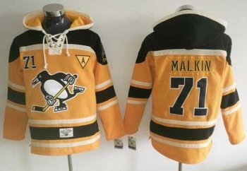 Pittsburgh Penguins #71 Evgeni Malkin Gold Sawyer Hooded Sweatshirt Stitched NHL Jersey