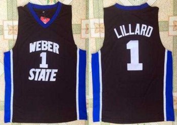 Portland Trail Blazers #1 Damian Lillard Black Weber State Wildcats College Stitched NBA Jersey