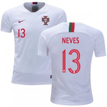 Portugal #13 Neves Away Kid Soccer Country Jersey