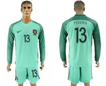 Portugal #13 Pereira Away Long Sleeves Soccer Country Jersey