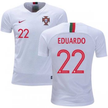 Portugal #22 Eduardo Away Kid Soccer Country Jersey