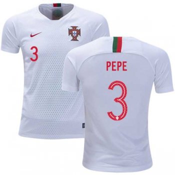 Portugal #3 Pepe Away Kid Soccer Country Jersey