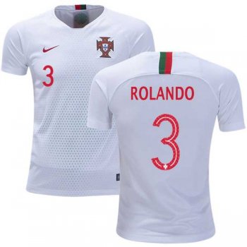 Portugal #3 Rolando Away Kid Soccer Country Jersey