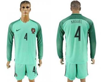 Portugal #4 Miguel Away Long Sleeves Soccer Country Jersey