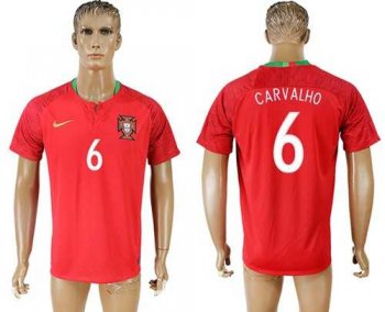 Portugal #6 Carvalho Home Soccer Country Jersey