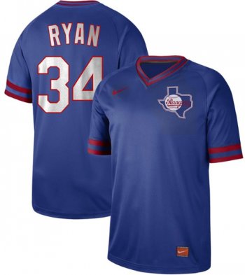 Nike Rangers #34 Nolan Ryan Royal Authentic Cooperstown Collection Stitched Baseball Jersey