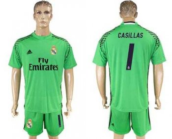 Real Madrid #1 Casillas Green Goalkeeper Soccer Club Jersey