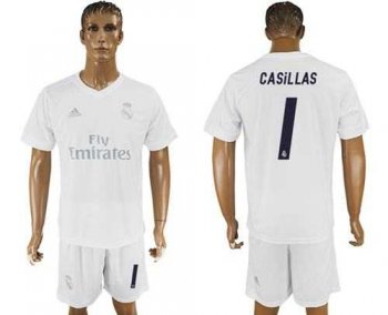 Real Madrid #1 Casillas Marine Environmental Protection Home Soccer Club Jersey