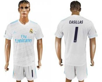 Real Madrid #1 Casillas White Home Soccer Club Jersey