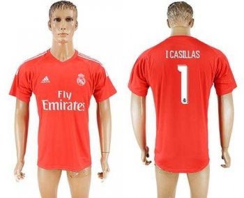 Real Madrid #1 I Casillas Red Goalkeeper Soccer Club Jersey