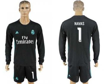 Real Madrid #1 Navas Away Long Sleeves Soccer Club Jersey