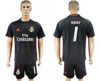 Real Madrid #1 Navas Black Goalkeeper Soccer Club Jersey