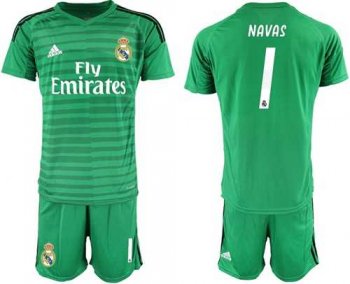 Real Madrid #1 Navas Green Goalkeeper Soccer Club Jersey