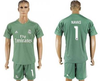 Real Madrid #1 Navas Green Goalkeeper Soccer Club Jersey