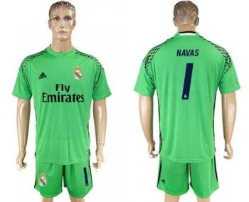 Real Madrid #1 Navas Green Goalkeeper Soccer Club Jersey