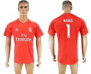 Real Madrid #1 Navas Red Goalkeeper Soccer Club Jersey