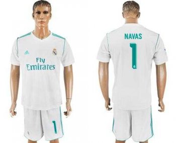 Real Madrid #1 Navas White Home Soccer Club Jersey