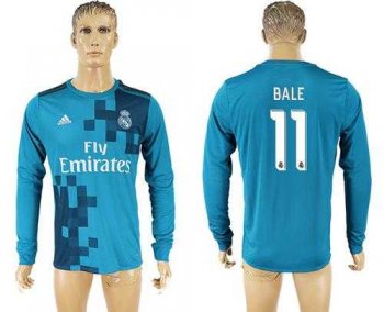 Real Madrid #11 Bale Sec Away Long Sleeves Soccer Club Jersey