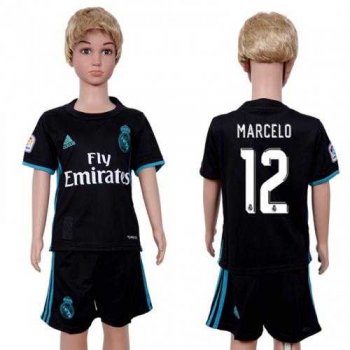 Real Madrid #12 Marcelo Away Kid Soccer Club Jersey