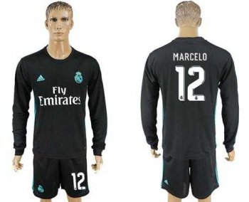 Real Madrid #12 Marcelo Away Long Sleeves Soccer Club Jersey