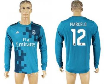 Real Madrid #12 Marcelo Sec Away Long Sleeves Soccer Club Jersey