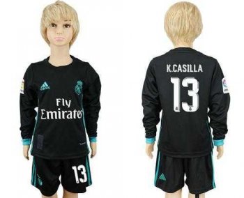 Real Madrid #13 K.Casilla Sec Away Long Sleeves Kid Soccer Club Jersey