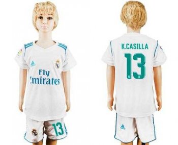 Real Madrid #13 K.Casilla White Home Kid Soccer Club Jersey