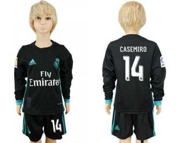 Real Madrid #14 Casemiro Sec Away Long Sleeves Kid Soccer Club Jersey