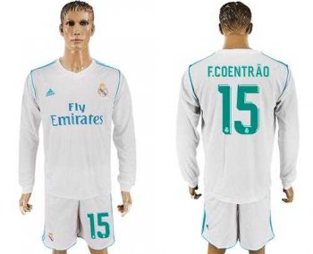 Real Madrid #15 F.Coentrao White Home Long Sleeves Soccer Club Jersey