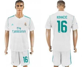 Real Madrid #16 Kovacic White Home Soccer Club Jersey